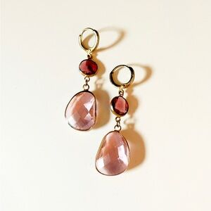 Elegant Pink and Gold Drop Earrings